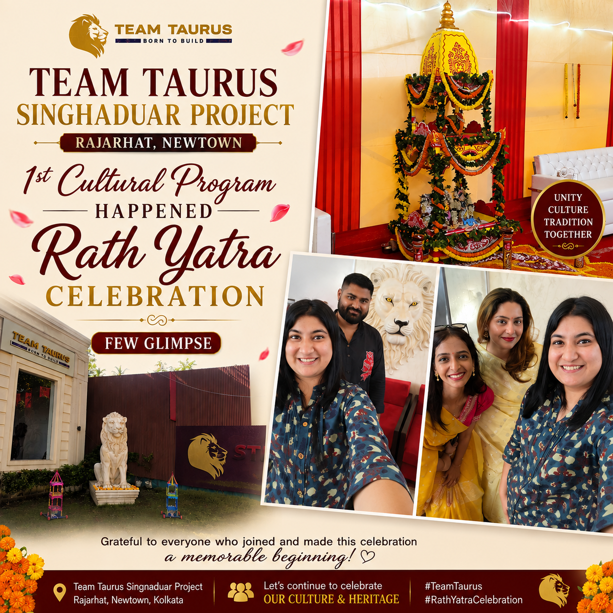 Team Taurus Singhaduar Project, Rajarhat Newtown, Celebrates Its First Cultural Program with a Grand Rath Yatra Celebration