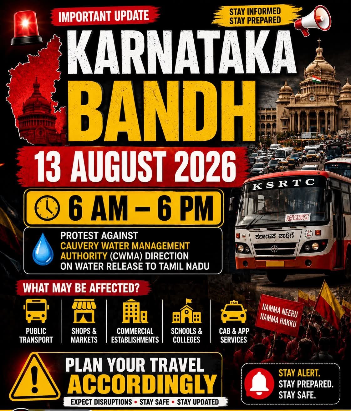 KARNATAKA BANDH — AUGUST 13, 2026