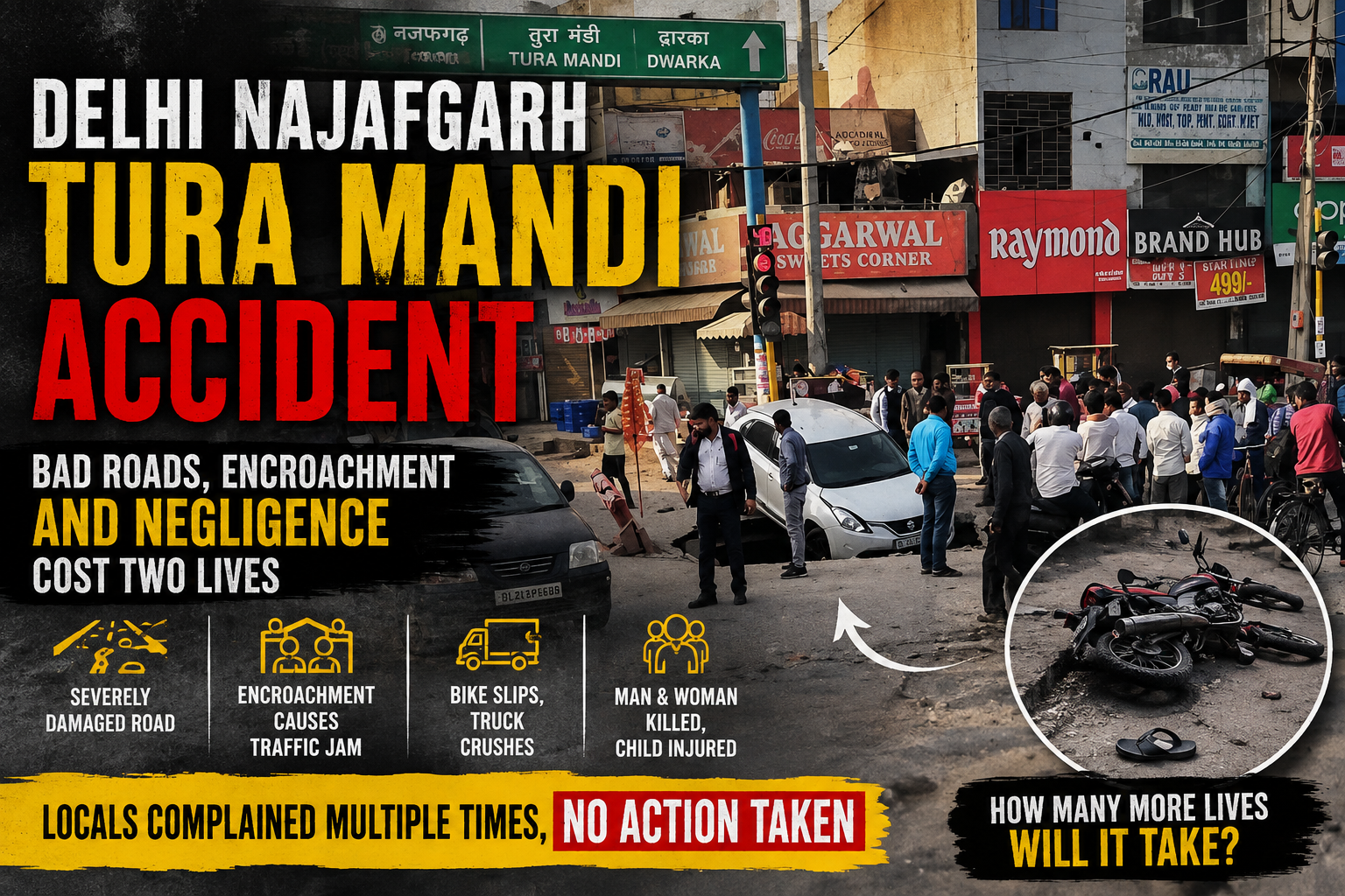 Delhi Najafgarh Tura Mandi Accident: Bad Roads Turn a Daily Traffic Struggle Into a Tragedy