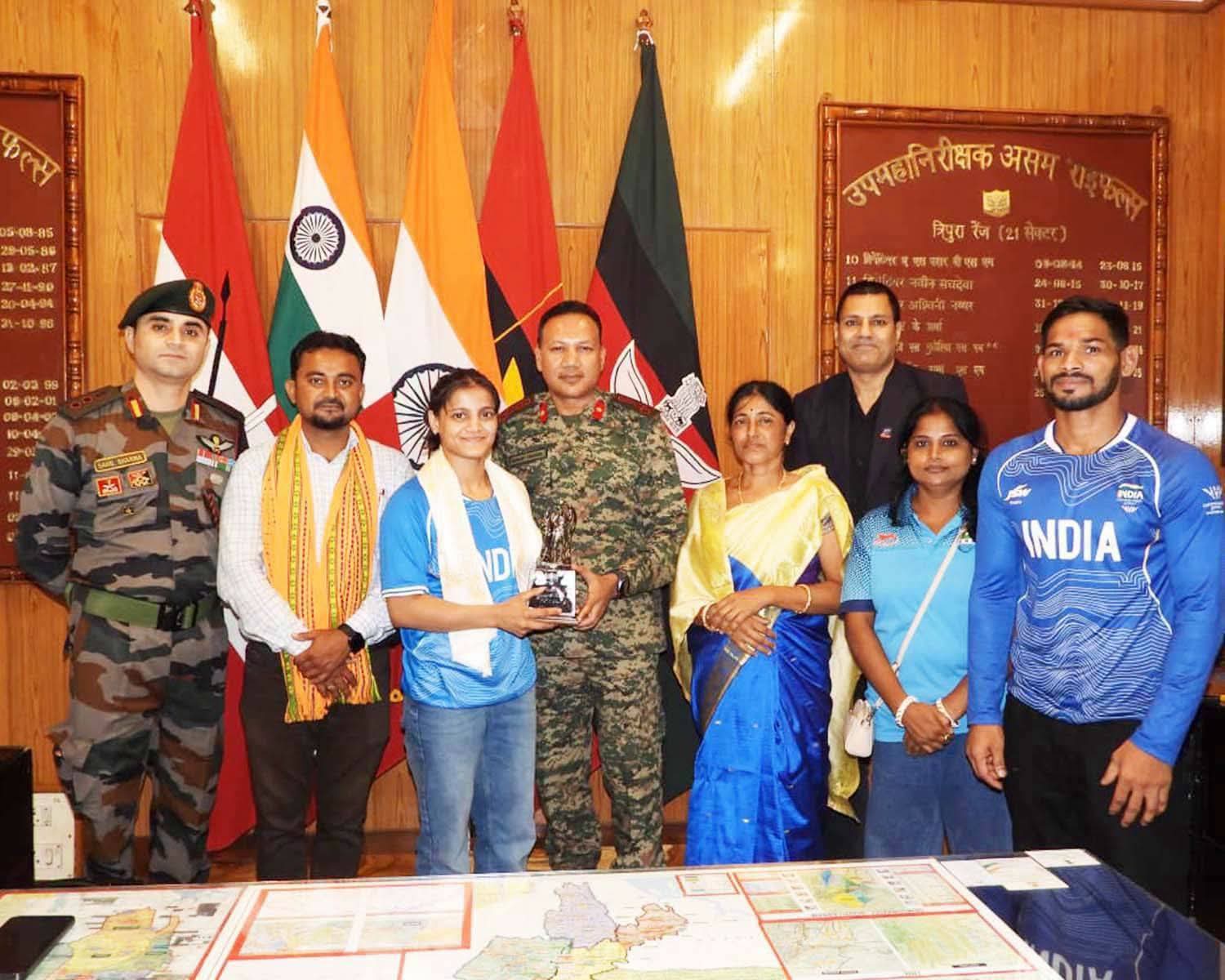 Assam Rifles Felicitates Commonwealth Gold Medallist Asmita Dey in Agartala