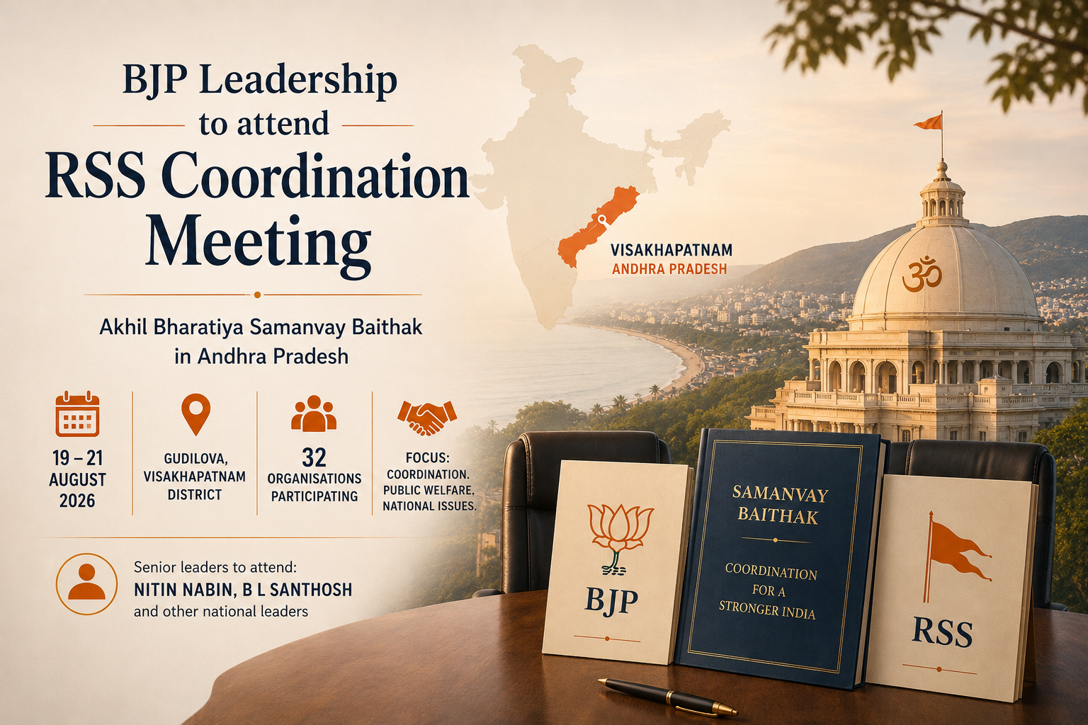 Nitin Nabin, B L Santhosh to Attend RSS Coordination Meeting in Andhra Pradesh
