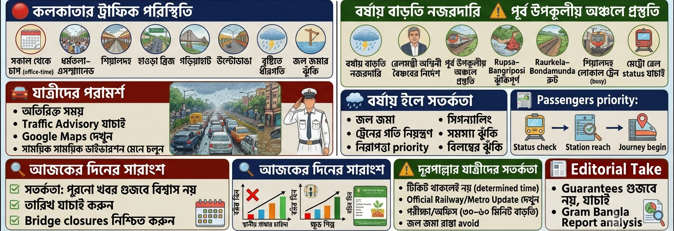 🚦 ট্রাফিক ও রেল আপডেট: আজ কোথায় যানজট, রেল পরিষেবায় কী অবস্থা? যাত্রার আগে জেনে নিন গুরুত্বপূর্ণ তথ্য