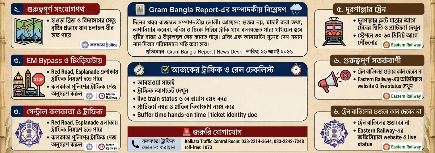 🚆🚦 আজকের ট্রাফিক ও রেল আপডেট: কলকাতার রাস্তায় নজর, রেলযাত্রীদের জন্য গুরুত্বপূর্ণ সতর্কতা—বেরোনোর আগে জেনে নিন