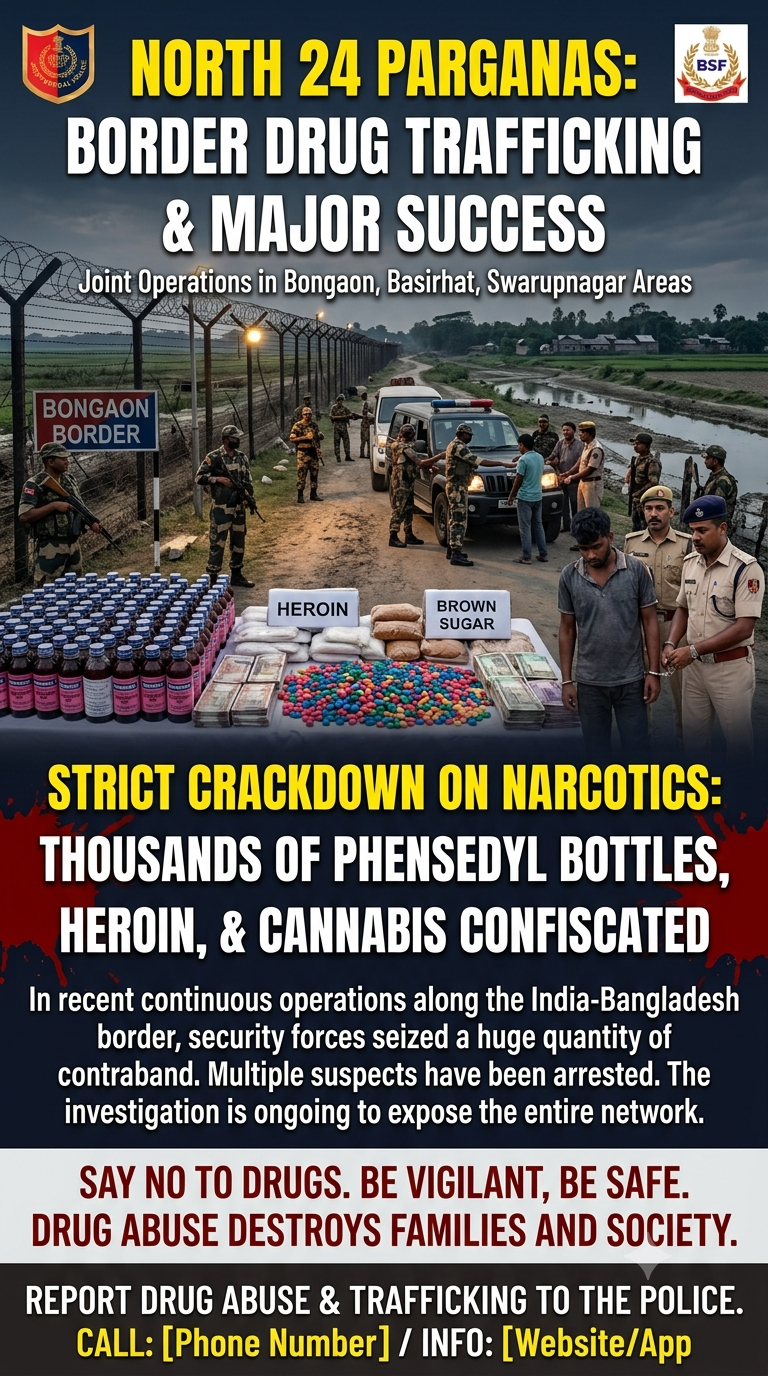 **Major Drug Seizures Along Indo-Bangladesh Border in North 24 Parganas**