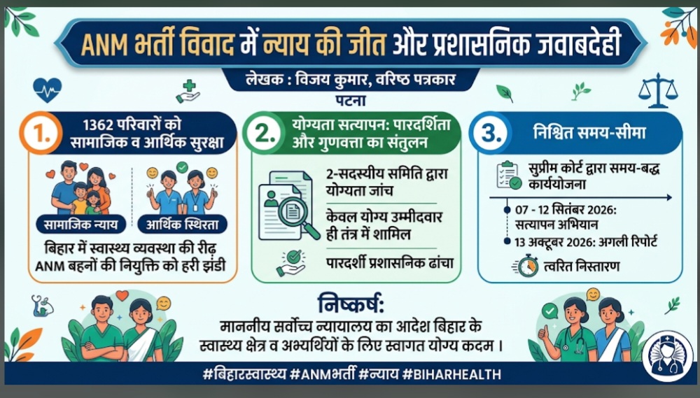 ढाई साल से अटकी नियुक्ति की राह:  सुप्रीम कोर्ट ने 1,362 एएनएम अभ्यर्थियों को नियुक्ति देने का दिया निर्देश,