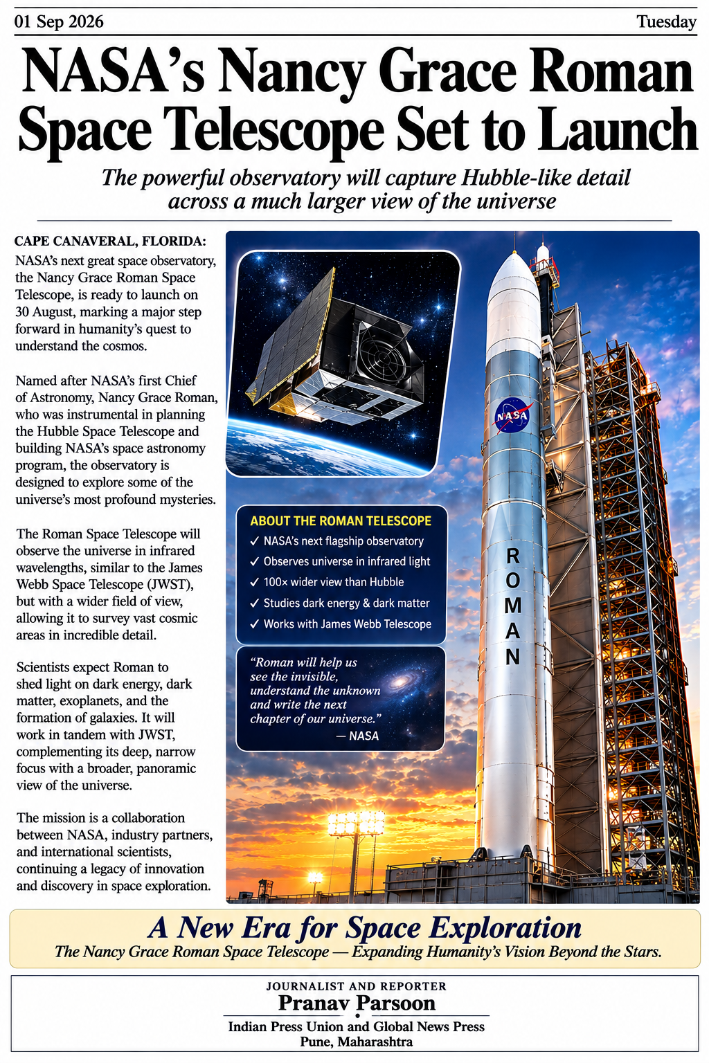 NASA’S ROMAN SPACE TELESCOPE BLASTS OFF TO EXPLORE THE UNIVERSE