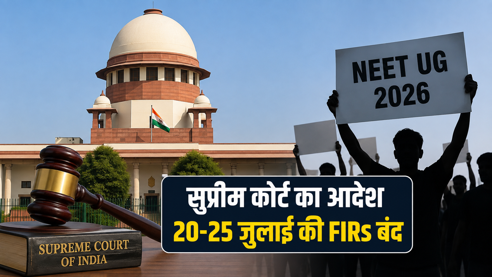 NEET-UG 2026: सुप्रीम कोर्ट ने 20-25 जुलाई के छात्र प्रदर्शनों से जुड़ी FIRs बंद करने का दिया आदेश