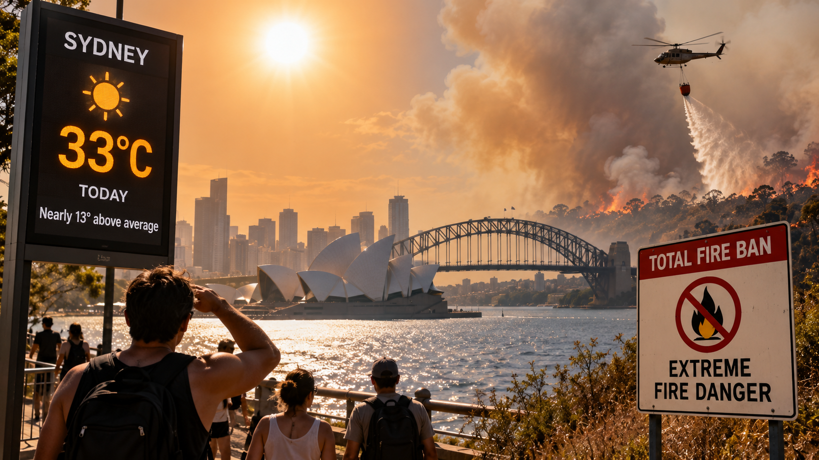 Sydney sweats in spring hot spell, faces 'extreme' bushfire risk