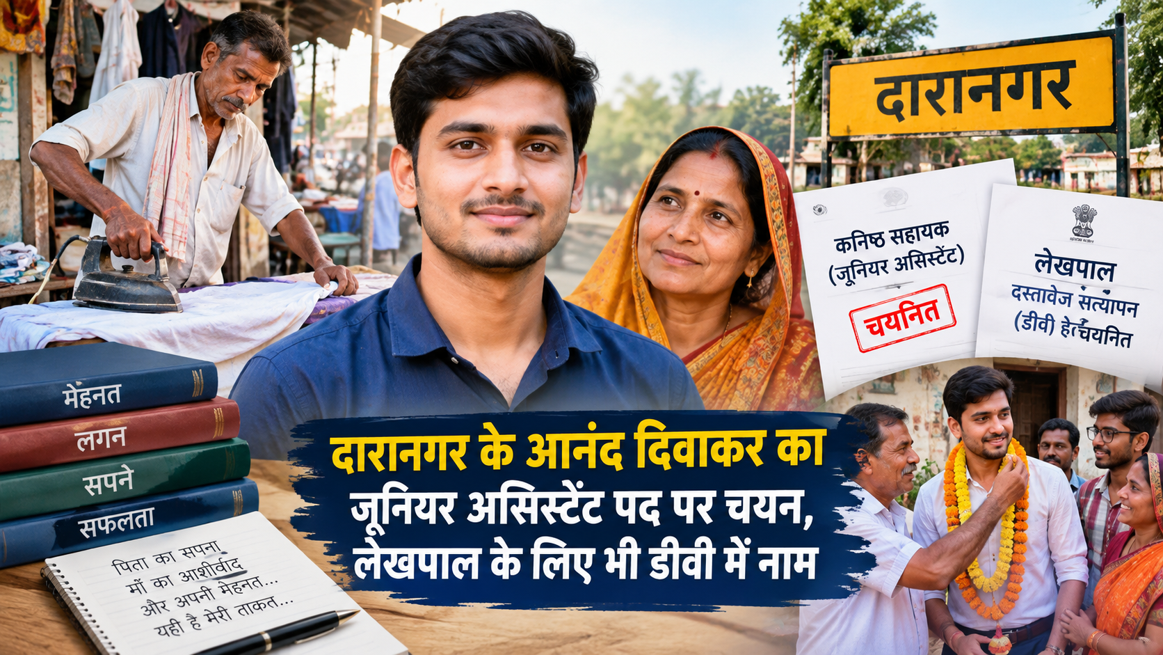 दारानगर के युवक का जूनियर असिस्टेंट पद पर चयनः लेखपाल के लिए भी डीवी में नाम, पिता सड़क किनारे कपड़े प्रेस करते थे