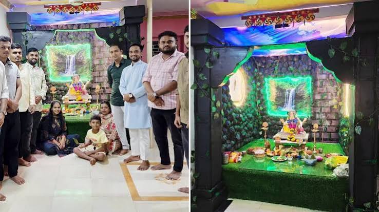 Thane Village Sets Eco-Friendly Ganeshotsav Example With Shadu Clay Idol And Natural Decorations