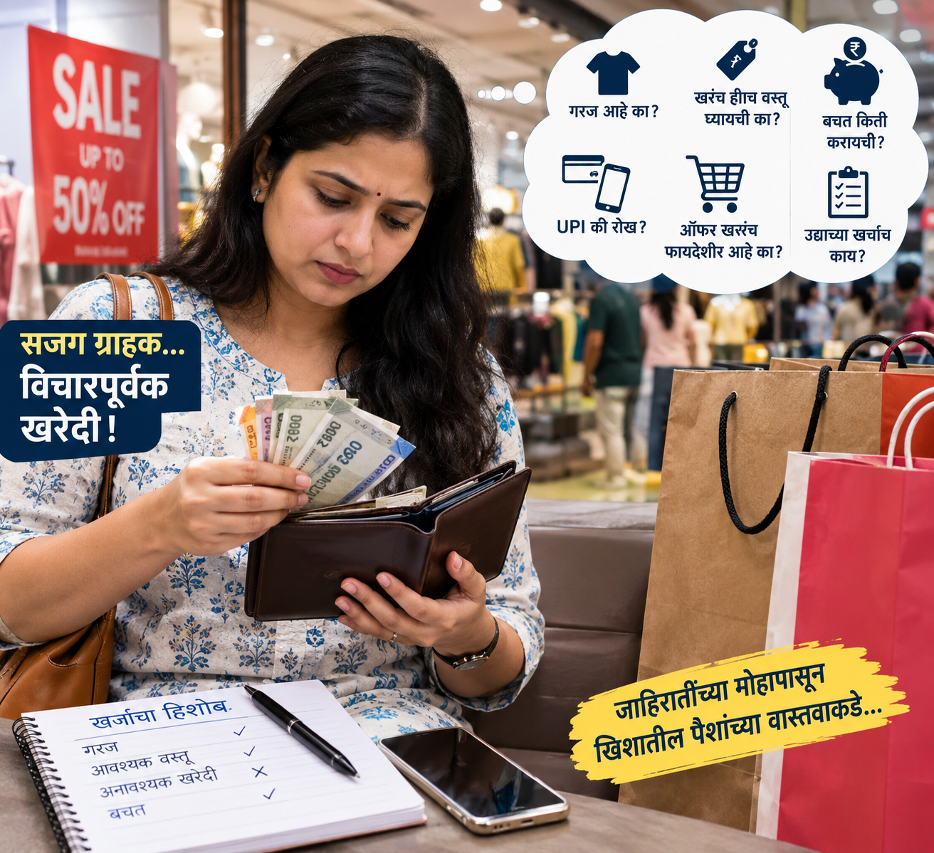 विक्रेत्यांची मायावी जादू आणि खिशातील पैशांचे वास्तव  ऑनलाइन खरेदीच्या सहजतेपासून रोख व्यवहारातील सजगतेपर्यंत; ग्राहकांच्या मानसिकतेत बदलाची शक्यता