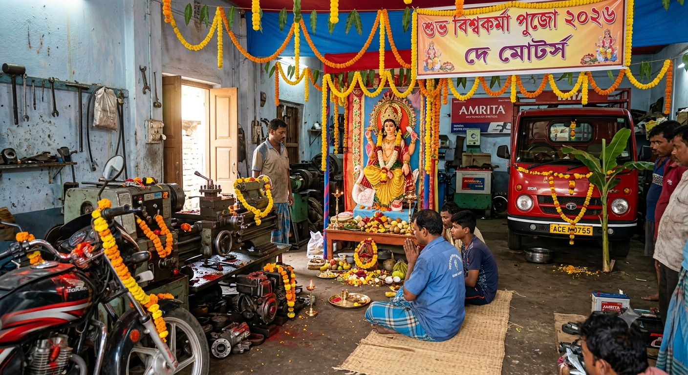 🛠️ বিশ্বকর্মা পুজো ২০২৬: আজ বাংলার ঘরে ঘরে দেবশিল্পীর আরাধনা, পুজো হচ্ছে যন্ত্রপাতি ও কর্মস্থলেও