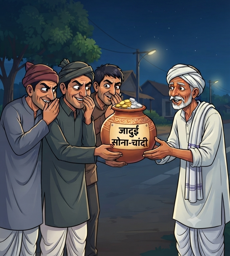 सोने चांदी के आभूषण से भरा का घड़ा दिलाने का झाँसा देकर किसान से लाखों रूपए की ठगी