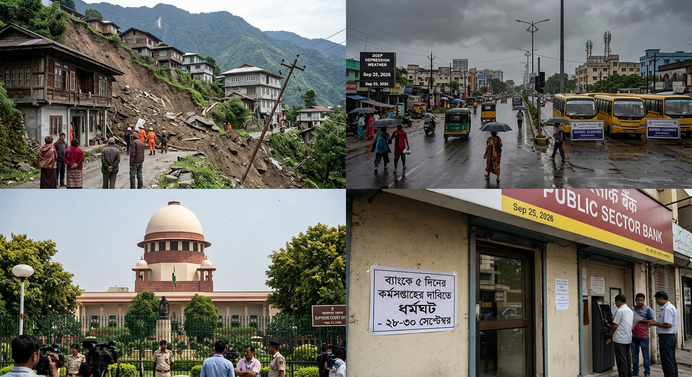 🇮🇳 জাতীয় খবর: ২৫ সেপ্টেম্বর ২০২৬-এর গুরুত্বপূর্ণ খবর একনজরে  দেশজুড়ে নজরে একাধিক গুরুত্বপূর্ণ ঘটনা, আবহাওয়া থেকে সুপ্রিম কোর্ট—কী ঘটছে আজ?