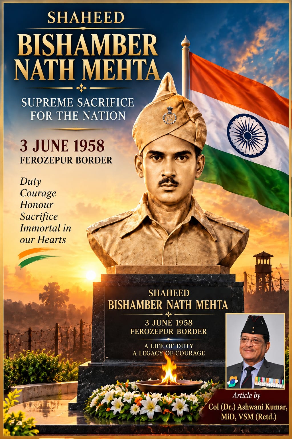 "Shaheed Bishamber Nath Mehta: The Soldier Who Gave His Life and the Family That Gave a Lifetime"