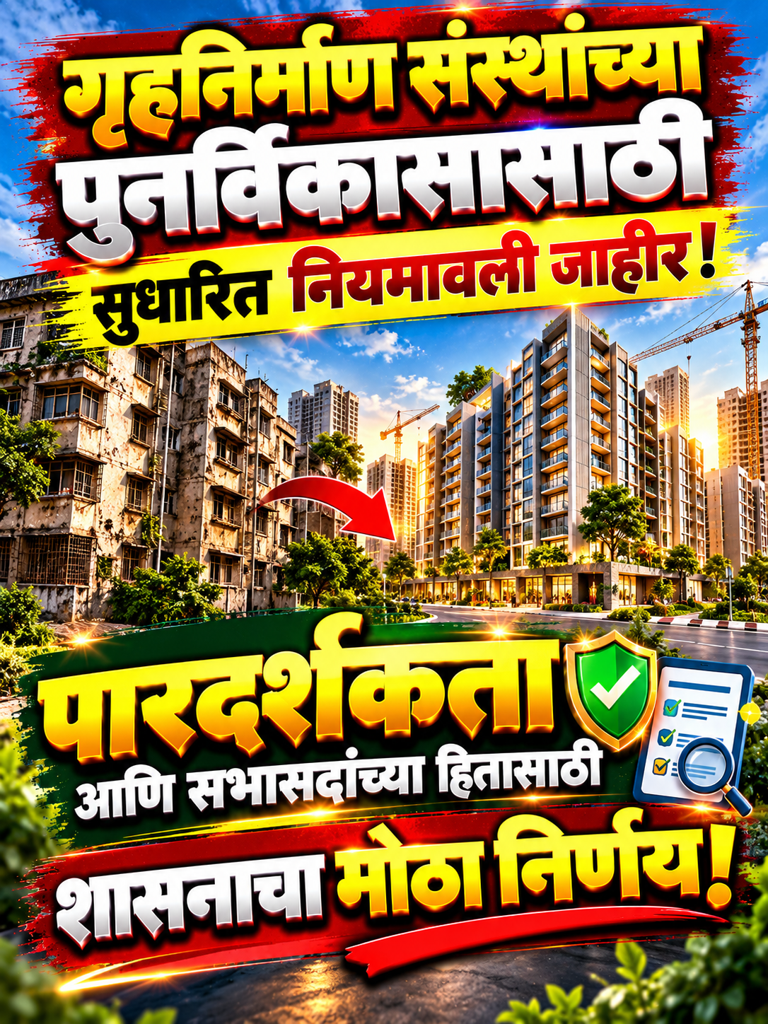 गृहनिर्माण संस्थांच्या पुनर्विकासासाठी सुधारित नियमावली लागू; मनमानी कारभाराला चाप, ५१% प्रत्यक्ष उपस्थिती व निबंधकांचा प्रतिनिधी अनिवार्य