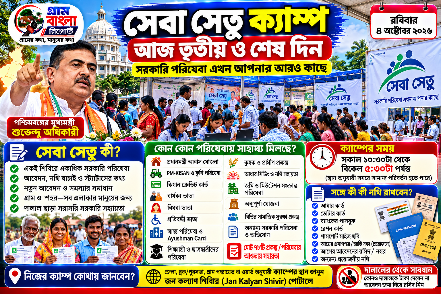🏛️ সেবা সেতু ক্যাম্প আজ তৃতীয় ও শেষ দিন