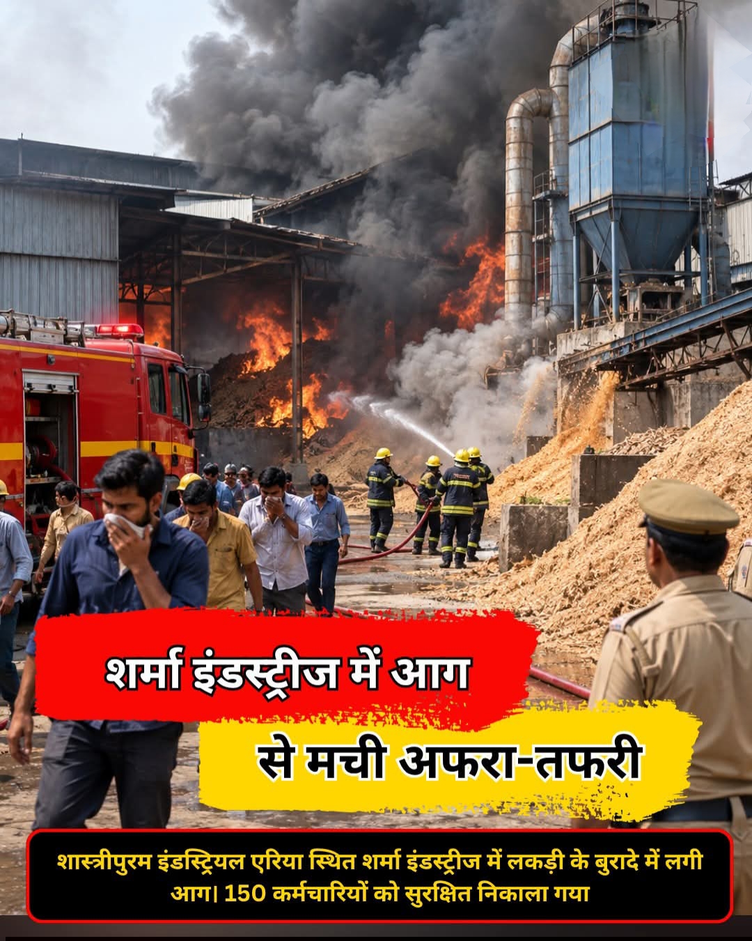 शर्मा इंडस्ट्रीज में लगी आग से अफरा तफरी