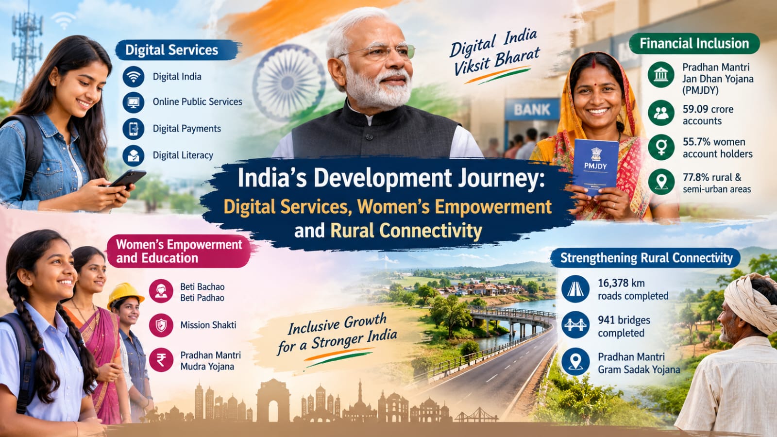 India’s Development Journey: Digital Services, Women’s Empowerment and Rural Connectivity