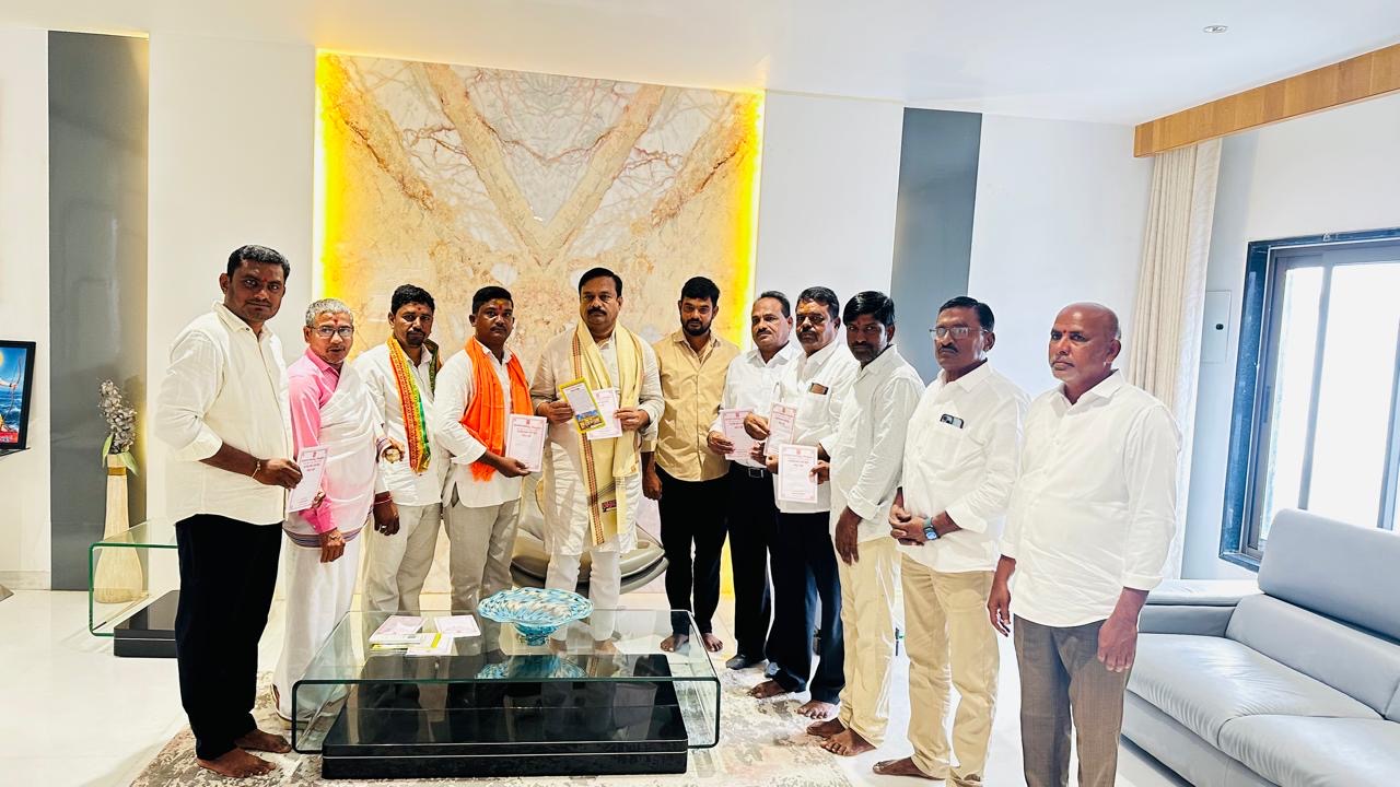 Temple EO Invites Nirmal MLA Alleti Maheshwar Reddy to Ganganeella Jathara