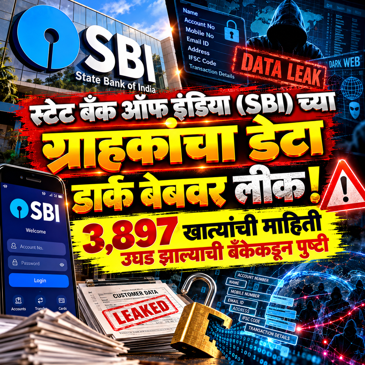 स्टेट बँक ऑफ इंडिया (SBI) च्या ग्राहकांचा डेटा डार्क वेबवर लीक; ३,८९७ खात्यांची माहिती उघड झाल्याची बँकेकडून पुष्टी