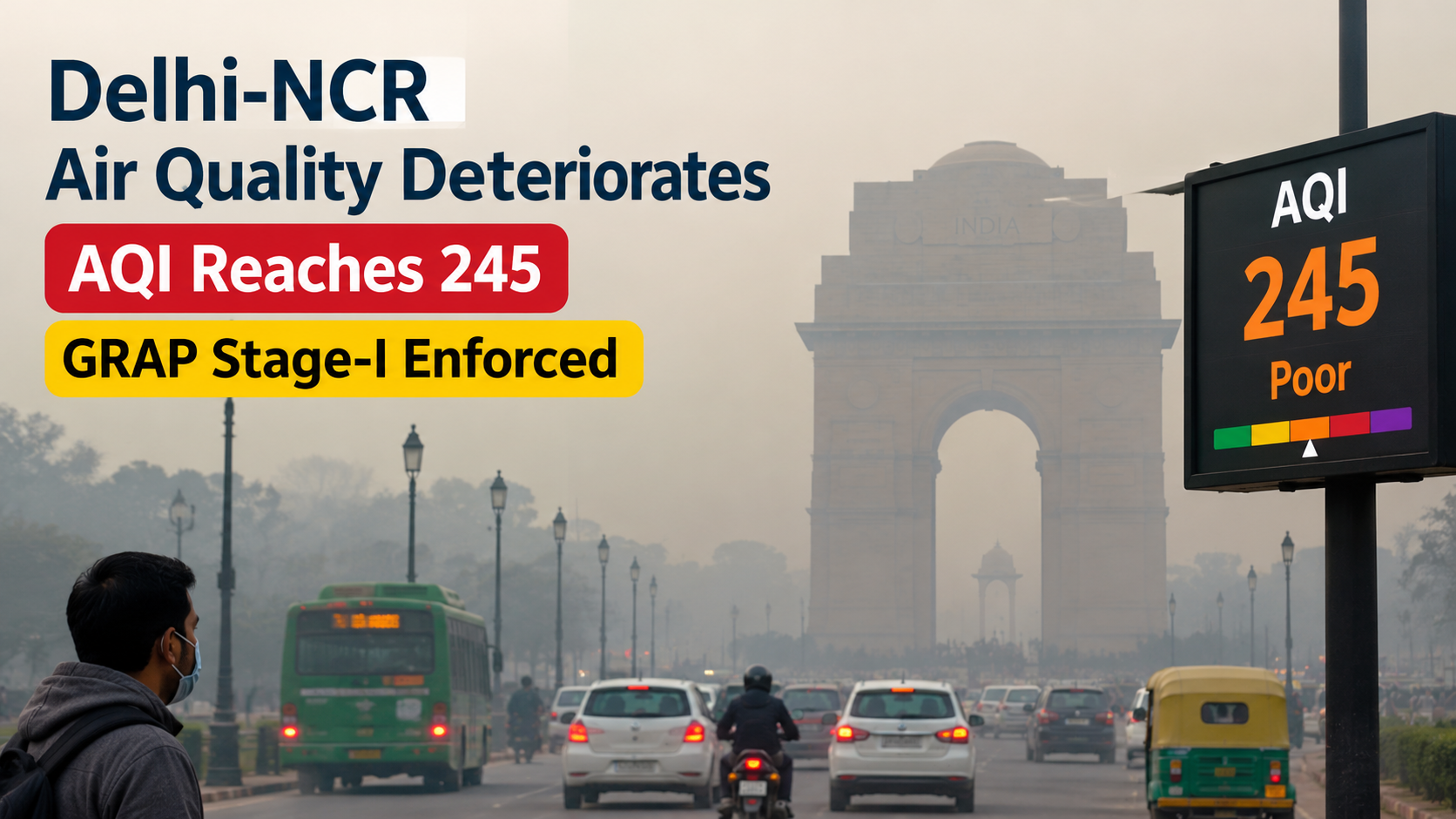 Delhi-NCR Air Quality Deteriorates as AQI Reaches 245, GRAP Stage-I Enforced