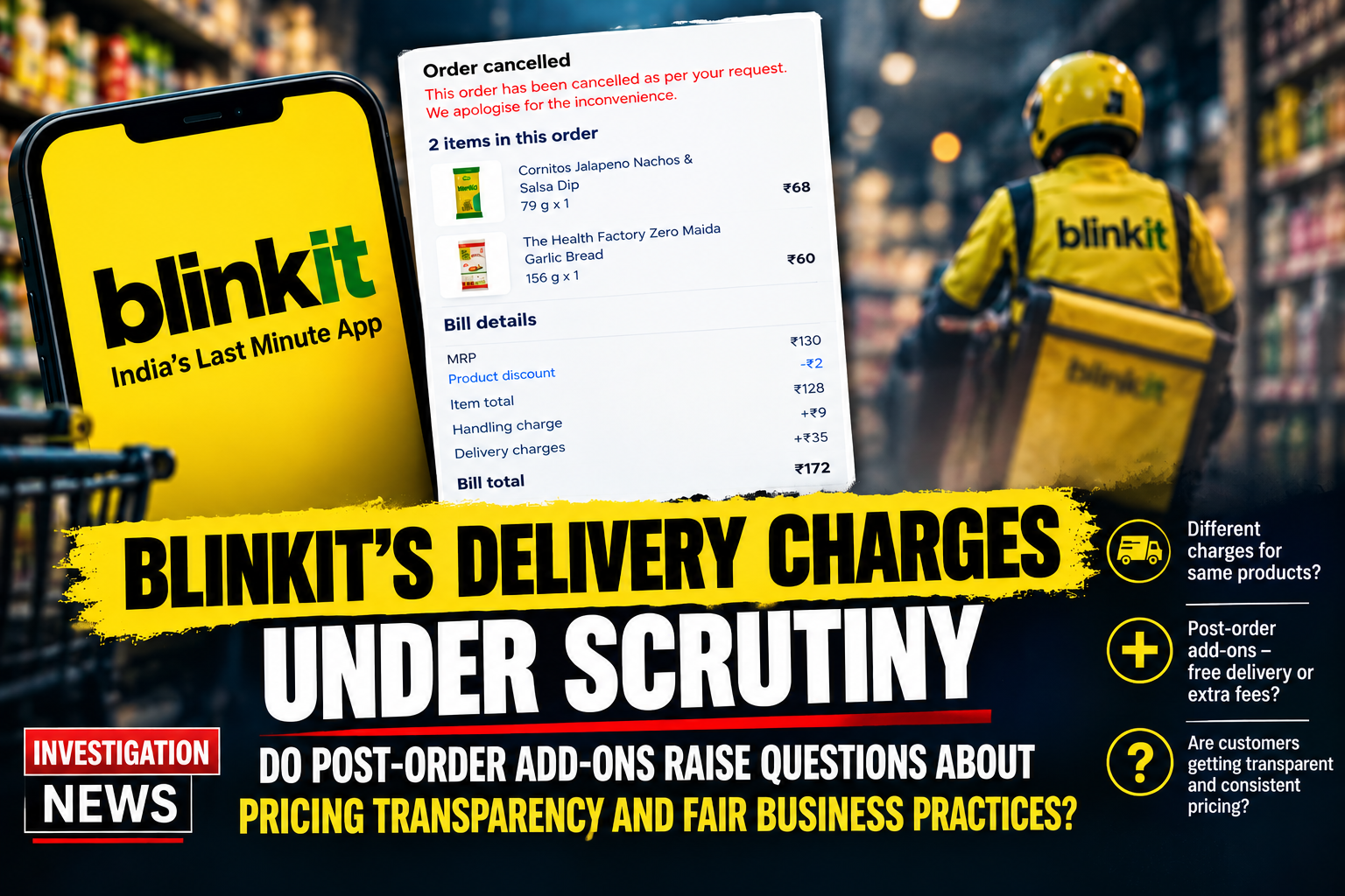 BLINKIT’S DELIVERY CHARGES UNDER SCRUTINY: DO POST-ORDER ADD-ONS RAISE QUESTIONS ABOUT PRICING TRANSPARENCY AND FAIR BUSINESS PRACTICES?
