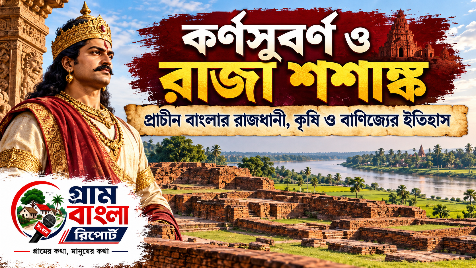 গ্রাম বাংলার ইতিহাস — প্রথম অধ্যায়  কর্ণসুবর্ণ ও রাজা শশাঙ্ক: প্রাচীন বাংলার রাজধানী, কৃষি, বাণিজ্য ও সাধারণ মানুষের জীবনের ইতিহাস