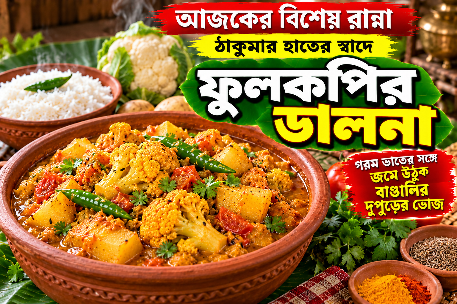 আজকের বিশেষ রান্না: ঠাকুমার হাতের স্বাদে ফুলকপির ডালনা! গরম ভাতের সঙ্গে জমে উঠুক বাঙালির দুপুরের ভোজ