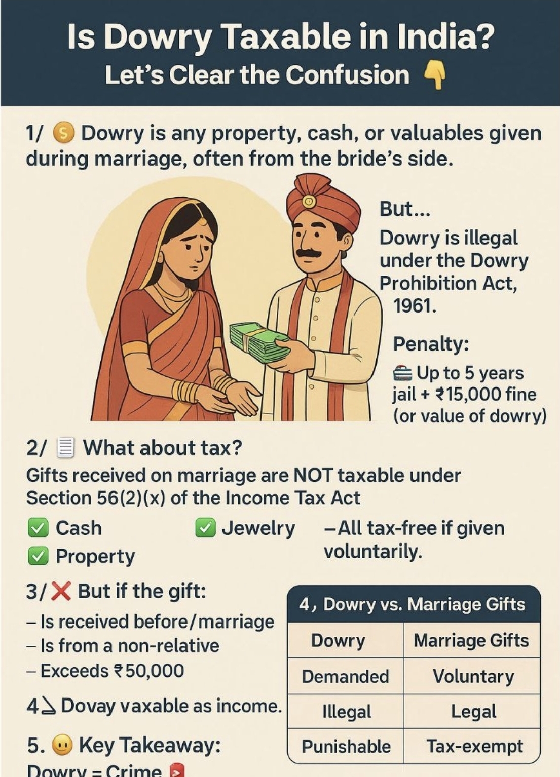 Overview on Dowry vs. Marriage Gift vs. Stridhan treatments