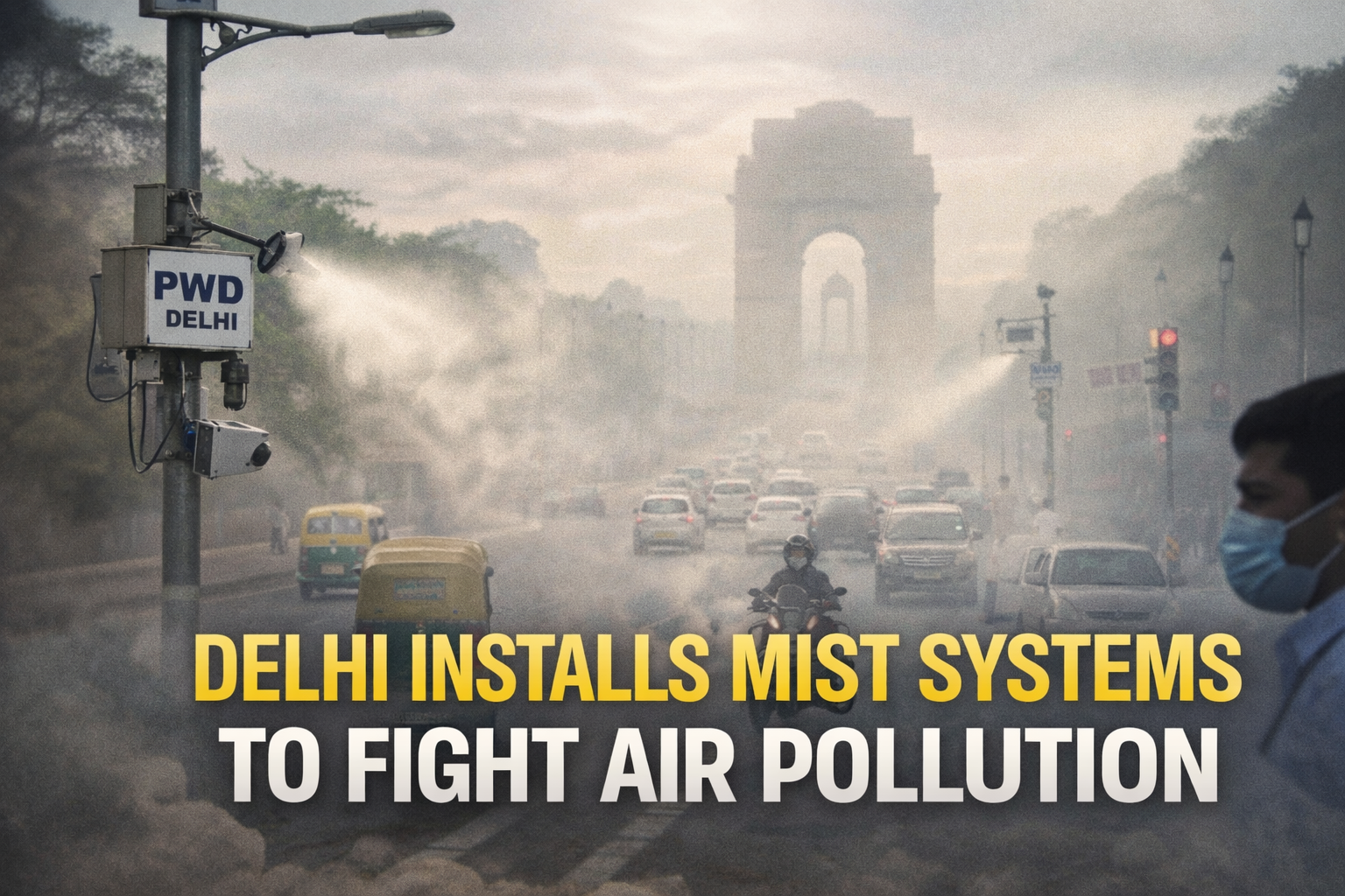 Delhi Installs Mist Systems on 1,000 Electric Poles to Combat Air Pollution