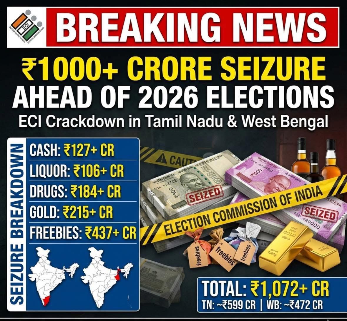 Elections 2026: Large-Scale Enforcement Drives Lead to Seizures of Cash, Liquor and Other Items Across States