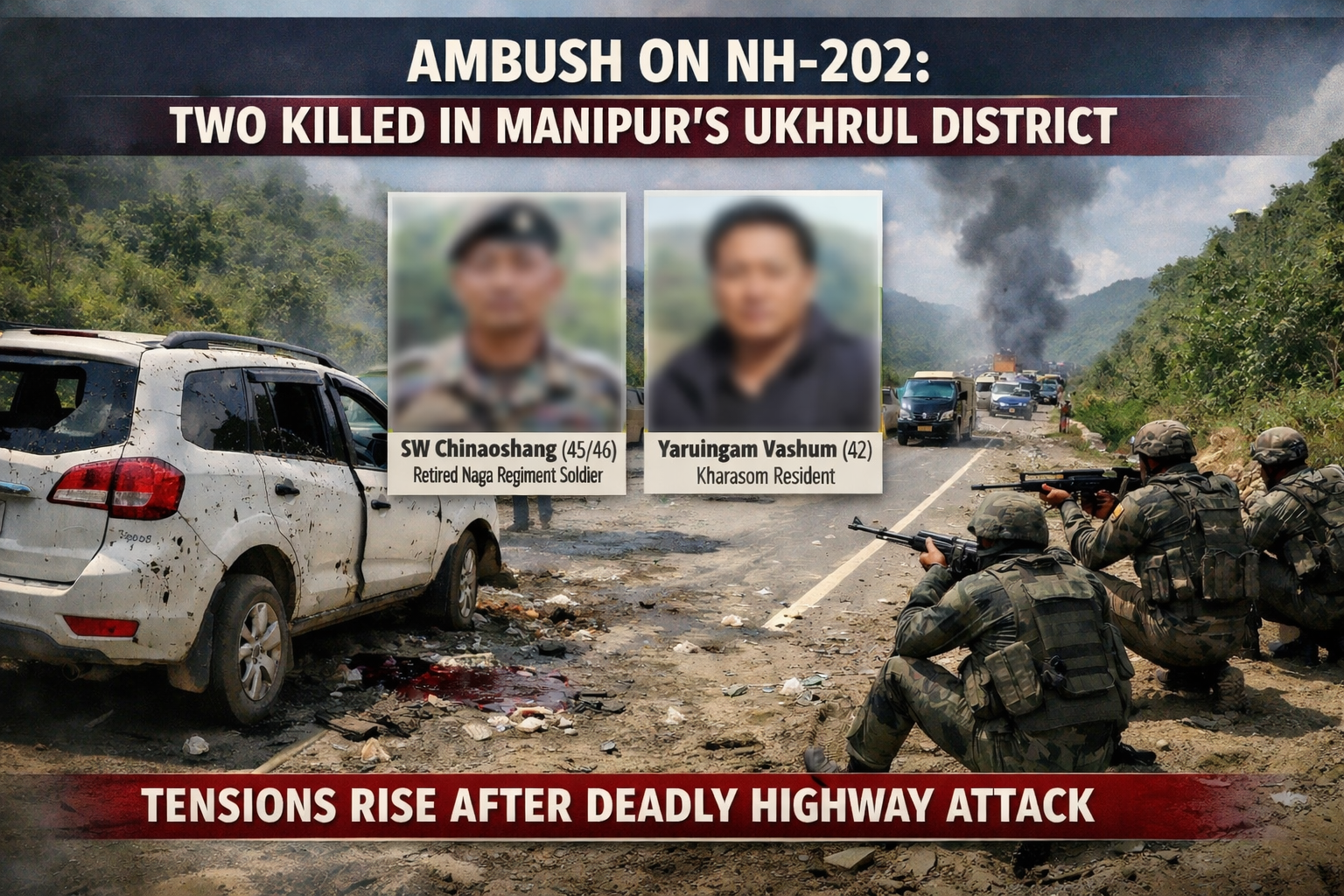 Ambush on NH-202 Leaves Two Dead in Manipur’s Ukhrul District, Tensions Rise