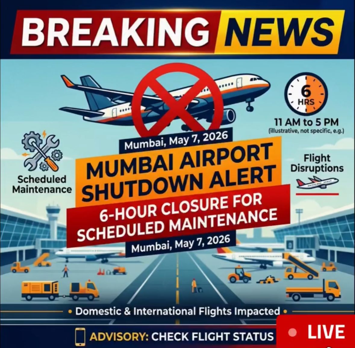 Mumbai Airport To Undergo Temporary Maintenance Closure for Six Hours