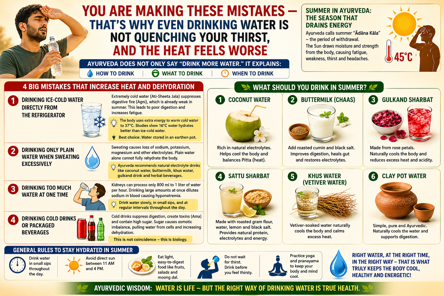 Why You Still Feel Thirsty Even After Drinking Water in Summer: What Ayurveda and Modern Science Explain
