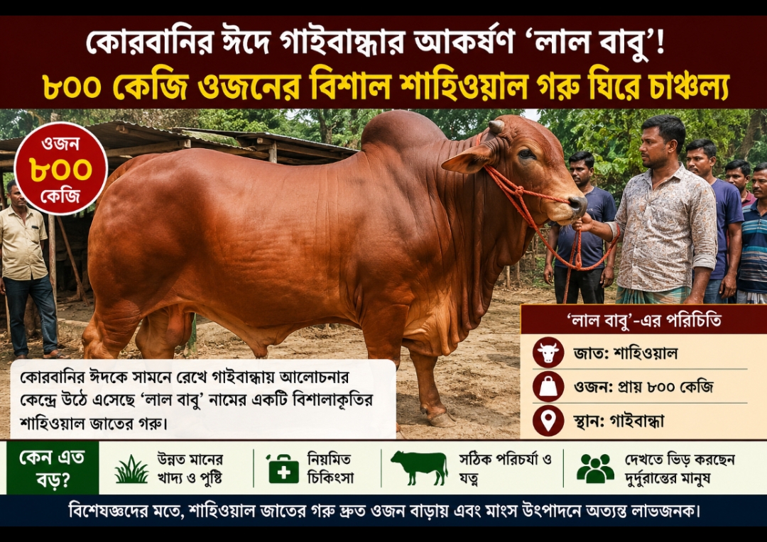 কোরবানির ঈদে গাইবান্ধায় আকর্ষণের কেন্দ্র ‘লাল বাবু’