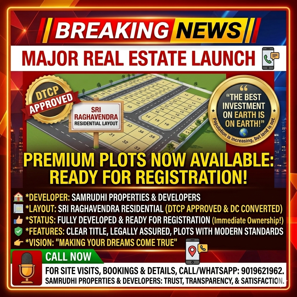 Samrudhi Properties & Developers Launches ‘Sri Raghavendra Residential Layout’