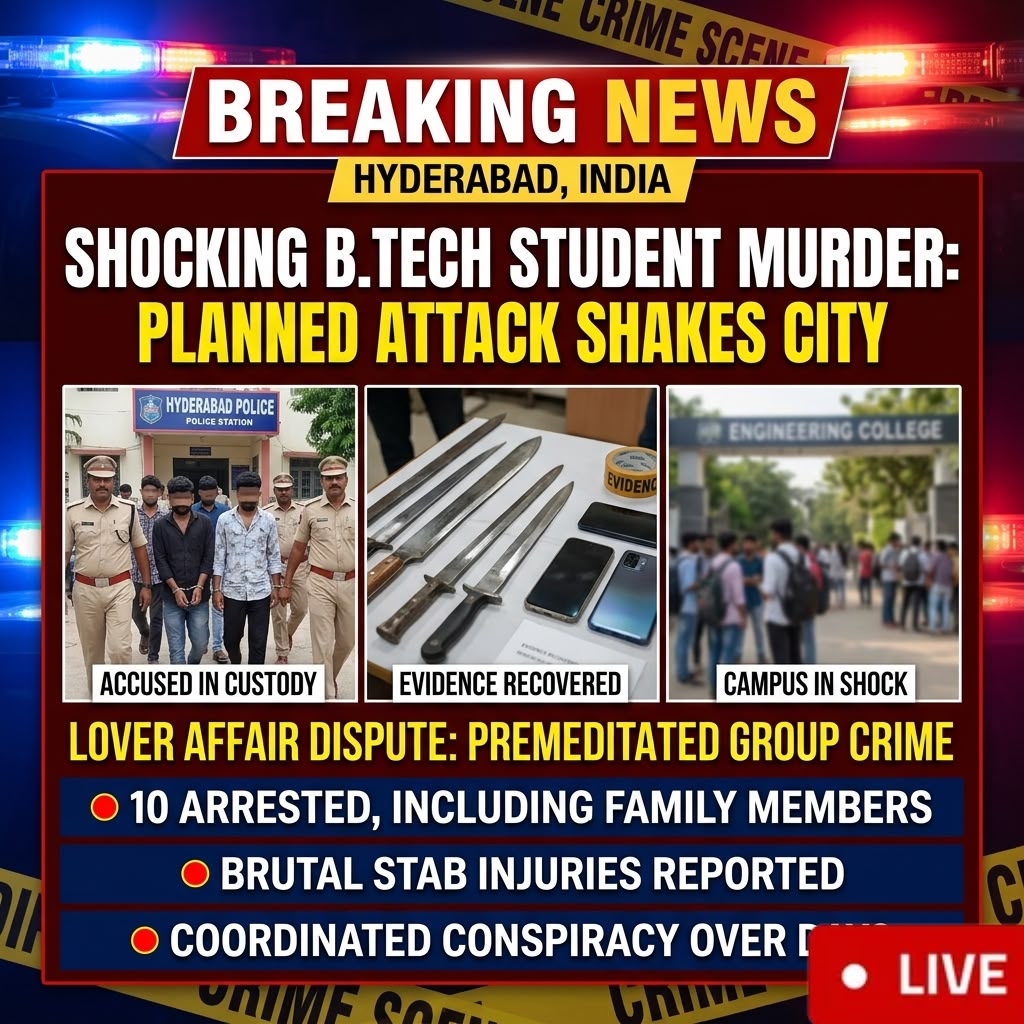 Hyderabad Student Murder Case: 10 Arrested in Alleged Love Affair Dispute