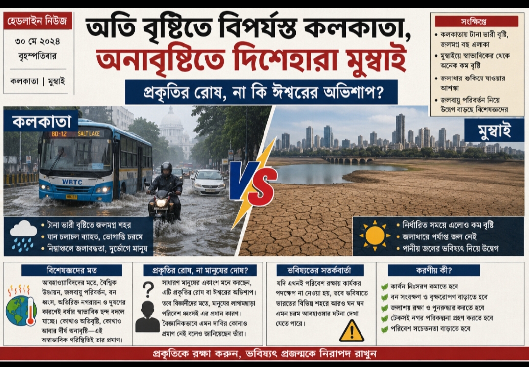 অতি বৃষ্টিতে কলকাতা, অনাবৃষ্টিতে মুম্বাই—জলবায়ু পরিবর্তনের বাস্তবতা নাকি নতুন আবহাওয়ার প্রবণতা?