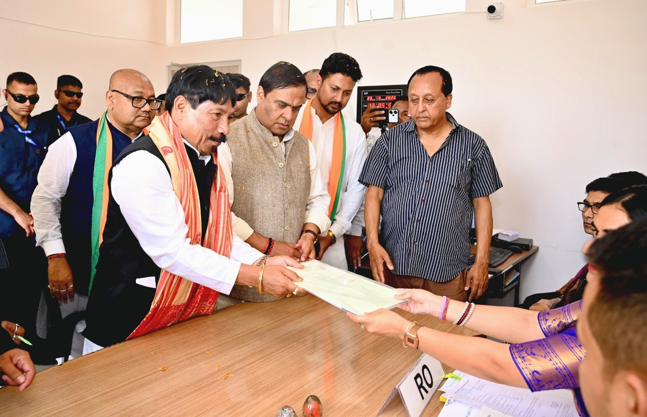 Six Candidates File Nominations for Bokakhat Constituency: AGP-BJP Candidate Atul Bora Accompanied by Dr Himanta Biswa Sarma During Nomination Filing :