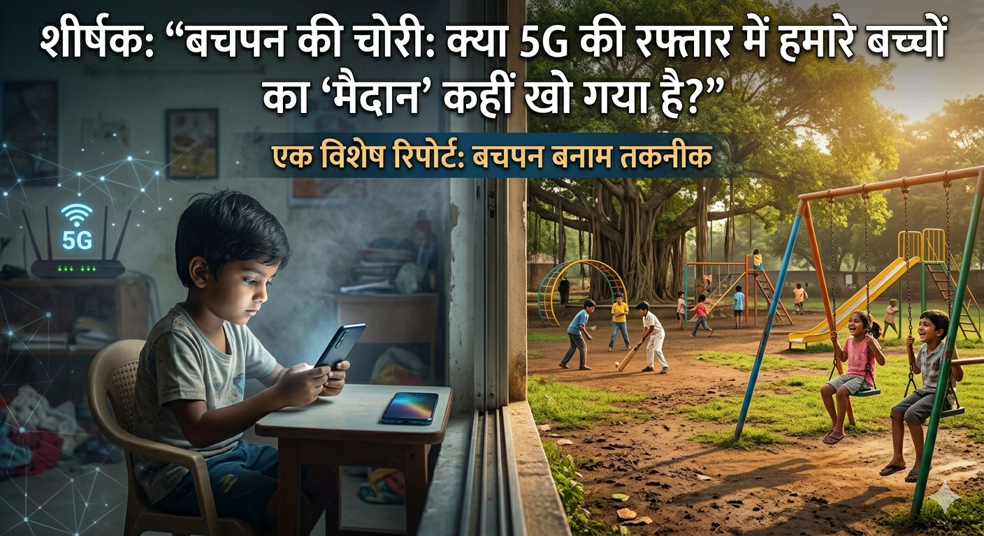 शीर्षक: “बचपन की चोरी: क्या 5G की रफ़्तार में हमारे बच्चों का ‘मैदान’ कहीं खो गया है?”