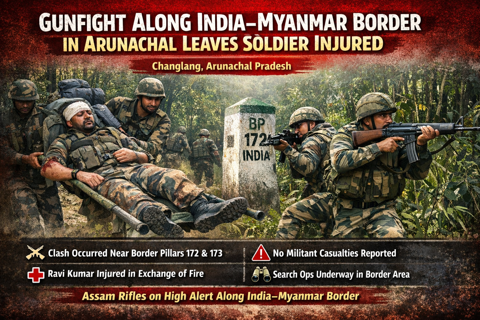 Gunfight Along India–Myanmar Border in Arunachal Leaves Soldier Injured