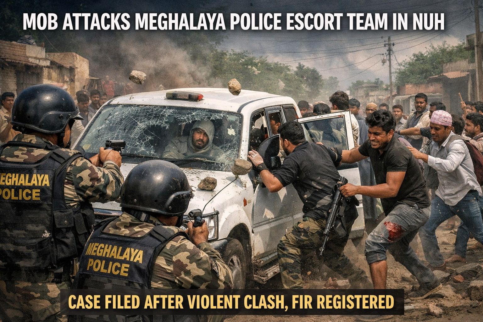 Mob Attacks Meghalaya Police Escort Team in Nuh; Case Registered