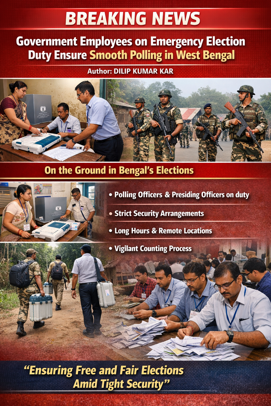 Government Employees on Emergency Election Duty Ensure Smooth Polling in West Bengal
