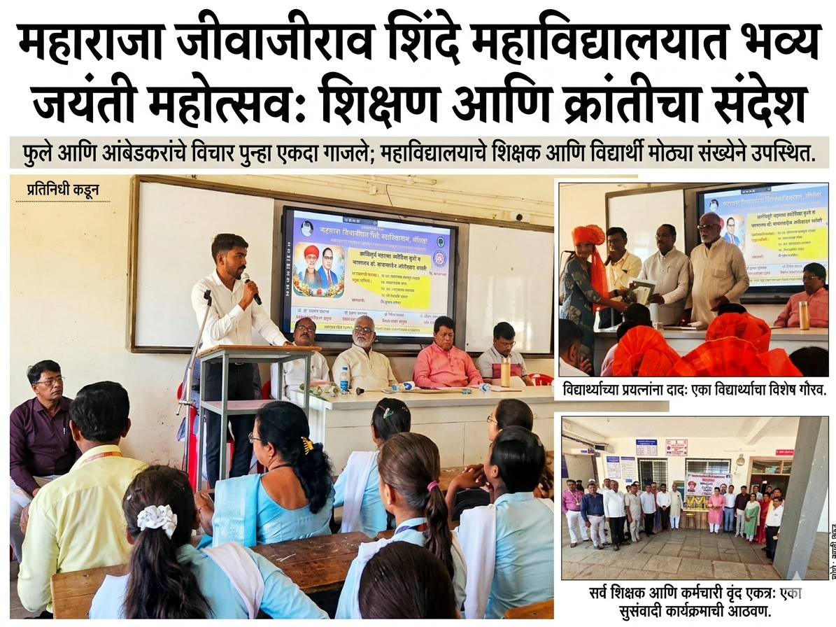 महाराजा जिवाजीराव शिंदे महाविद्यालय, श्रीगोंदा येथे ग्रंथप्रदर्शन व गुणवंत विद्यार्थ्यांचा सत्कार सोहळा संपन्न