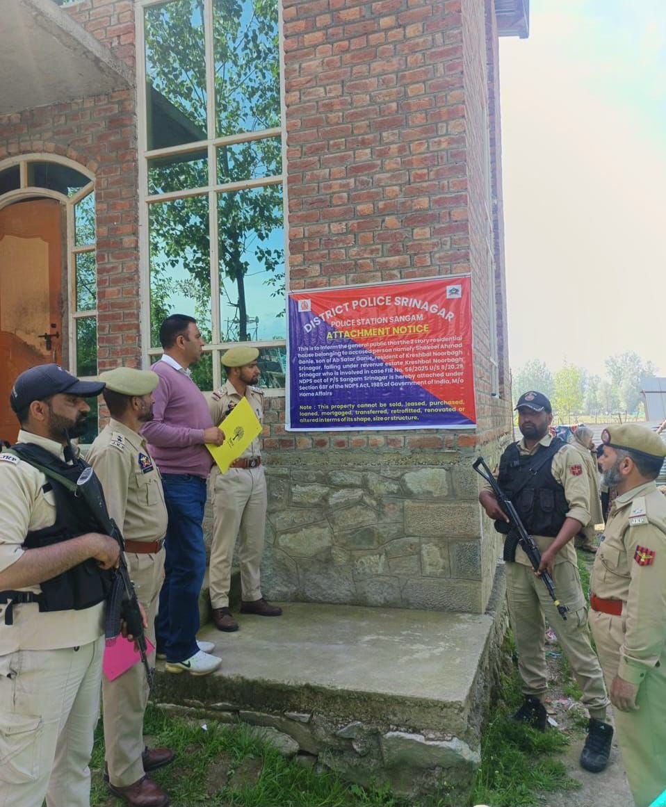 *Srinagar Police Attaches ₹3.5 Crore Assets of Drug Smugglers in Major Anti-Narcotics Crackdown*