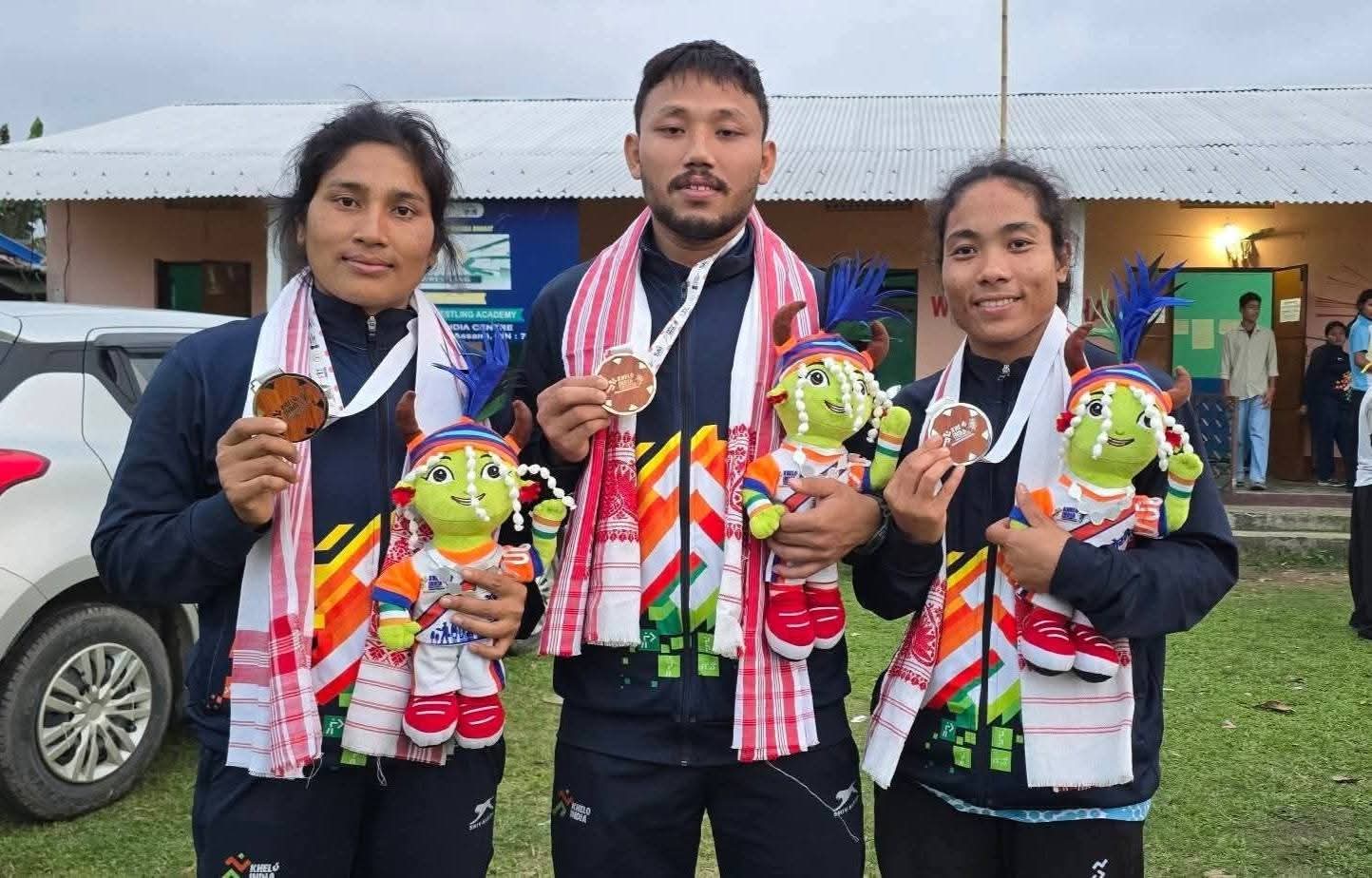 Medal wins by Bokakhat wrestlers at the Khelo India Tribal Games wrestling competition.
