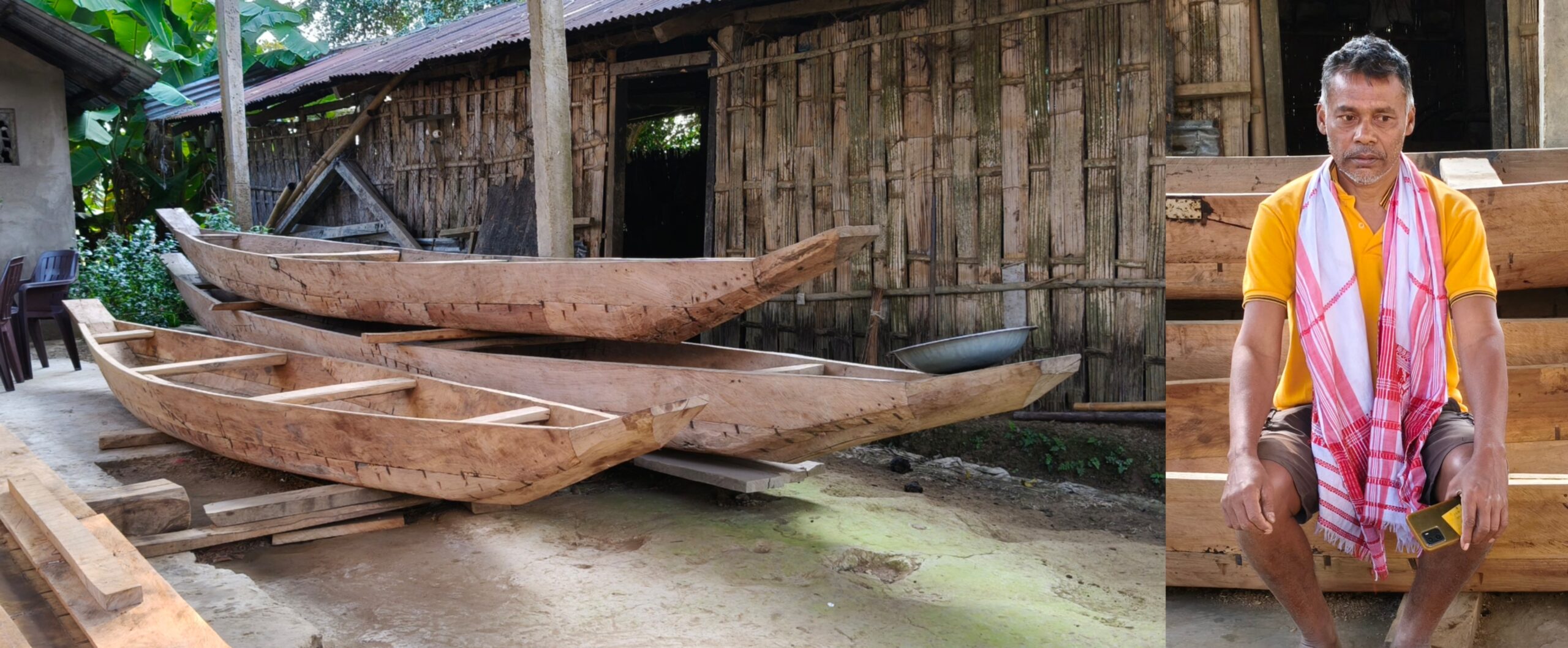 Flood preparedness : Mohen Das of Japripathar, Bokakhat, Builds Traditional Wooden Boats for flood affected people :