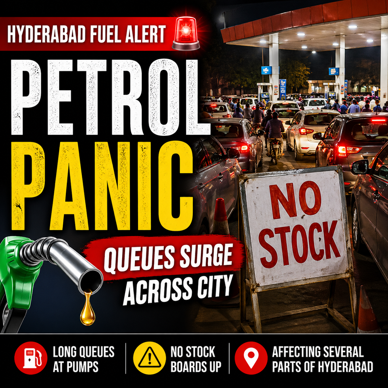 Rumours Trigger Long Queues at Fuel Stations in Hyderabad; Authorities Assure Stable Supply