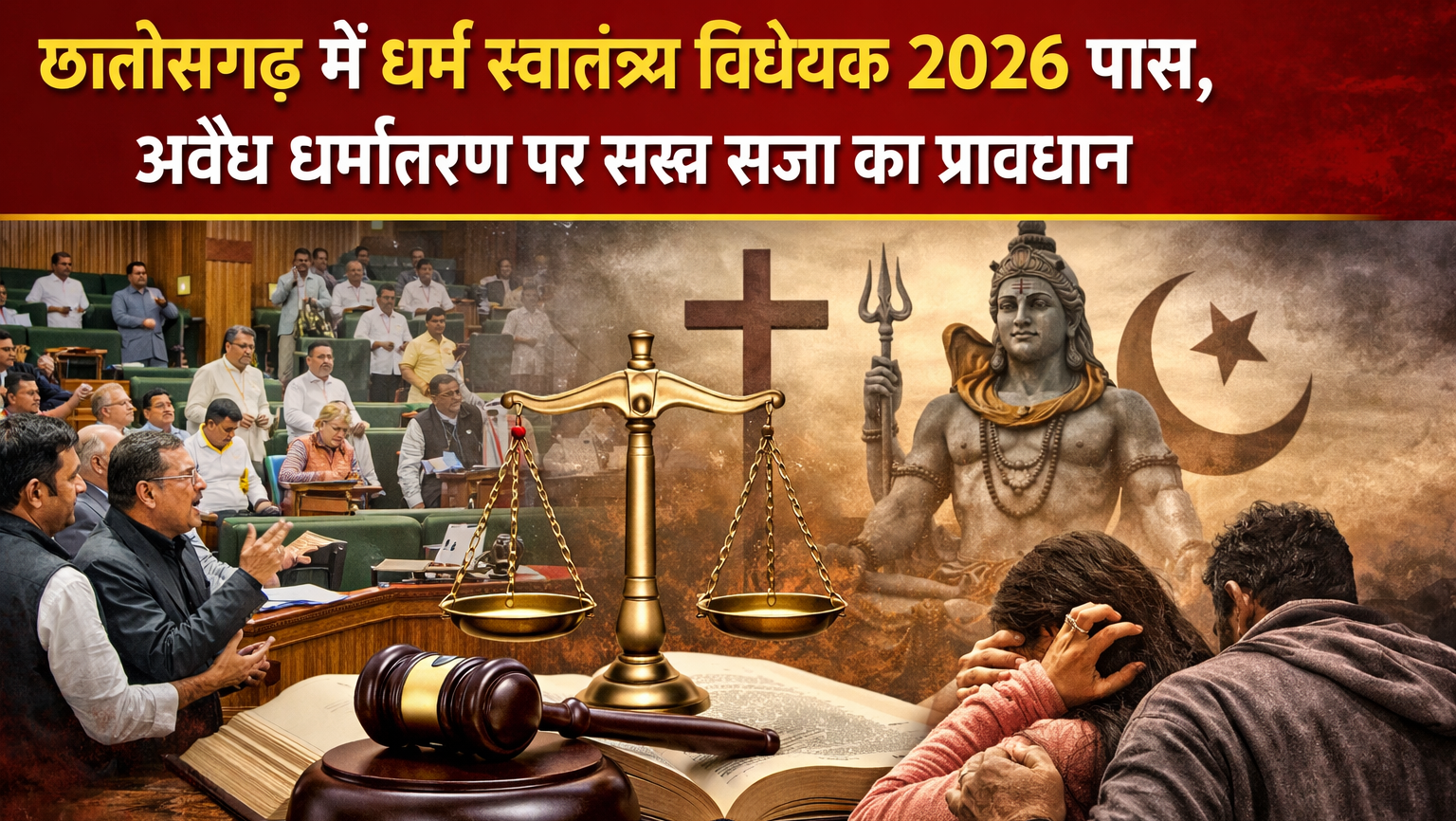 छत्तीसगढ़ में धर्म स्वातंत्र्य विधेयक 2026 पास, अवैध धर्मांतरण पर सख्त सजा का प्रावधान